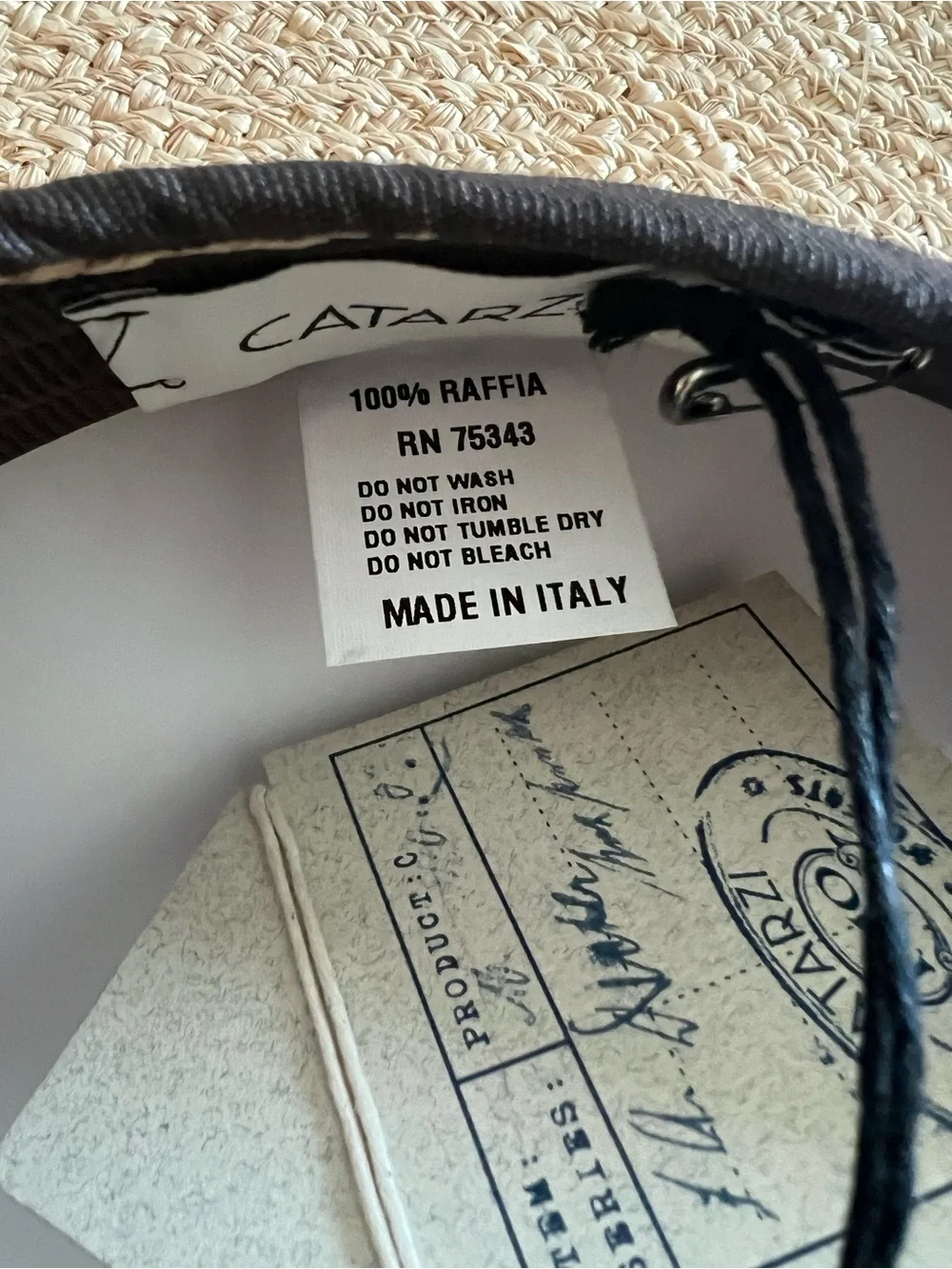 {Catarzi 1910} Brand New Packable Raffia Straw Visor
